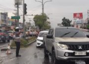 Diguyur Hujan, Ditlantas Polda Riau Tetap Siaga Urai Kemacetan di Pekanbaru